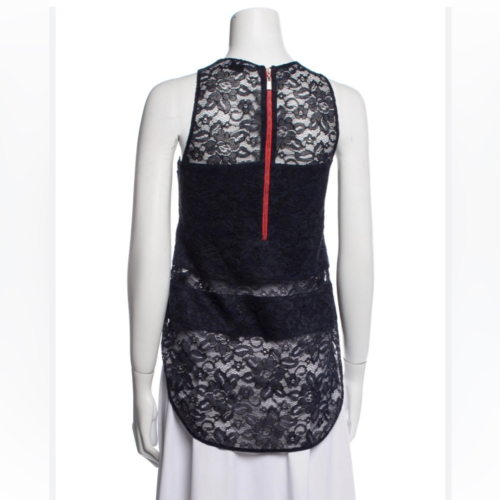 Sachin & Babi Lace Pattern Crew Neck Top, navy, small (bin i)